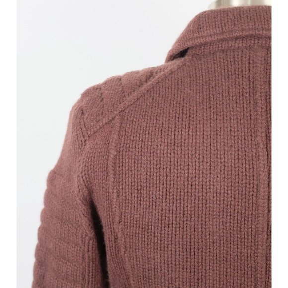 AllSaints US 8 jacket 100% cashmere biker mocha brown sweater - Picture 12 of 14
